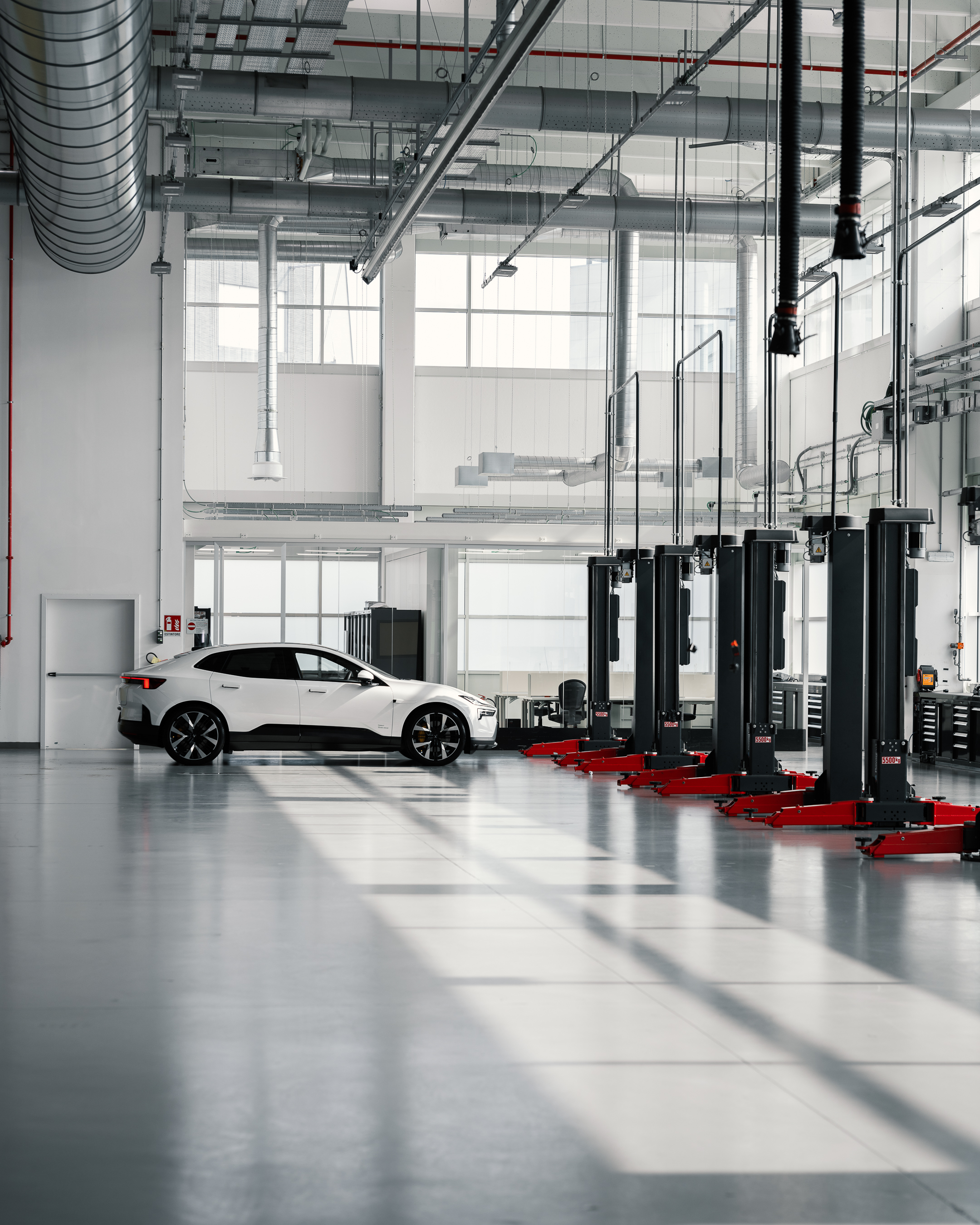 Polestar 4 in clean, minimalist workshop