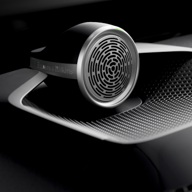 Bowers & Wilkins speaker on dashboard in car