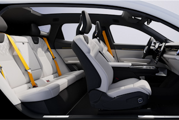 Interior of Polestar 3 showing the dashboard, centre display and passenger seats.