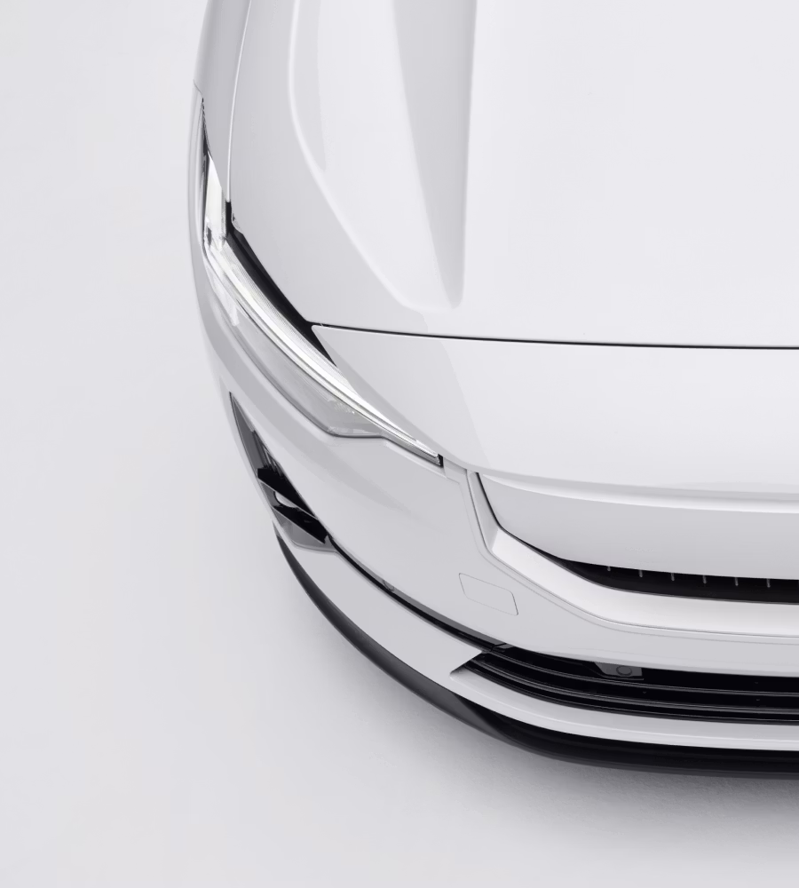 A top-down view of Polestar 2’s right side headlight.