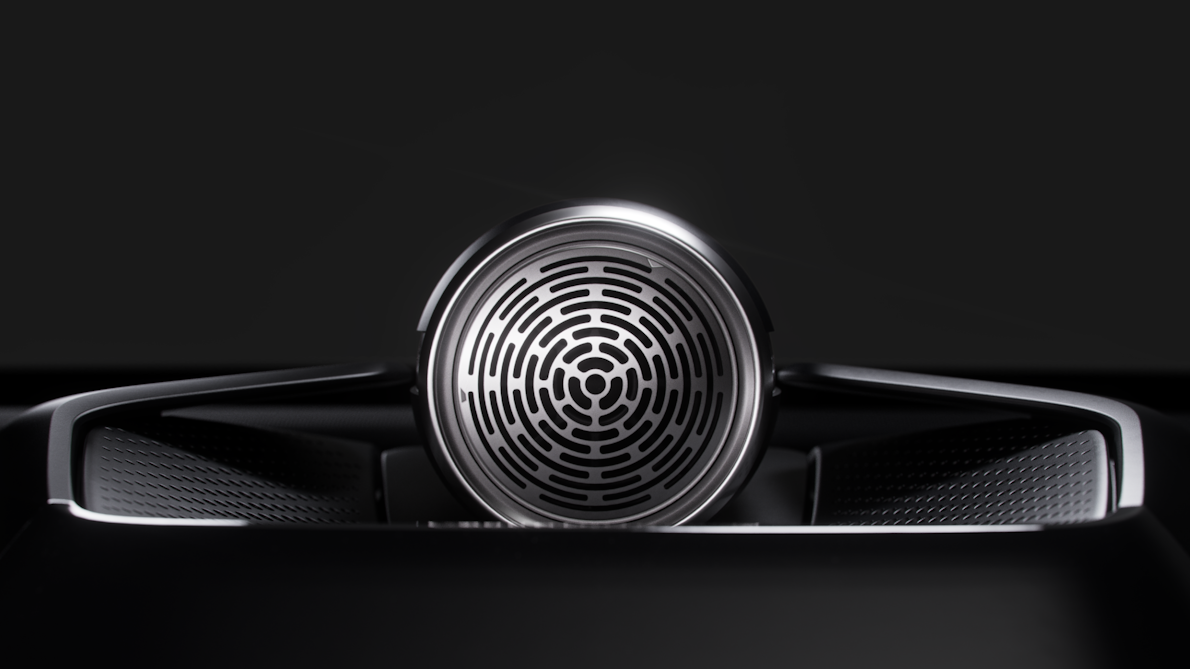A close up of Polestar 3’s speaker-on-top that comes with the Bowers & Wilkins upgrade.