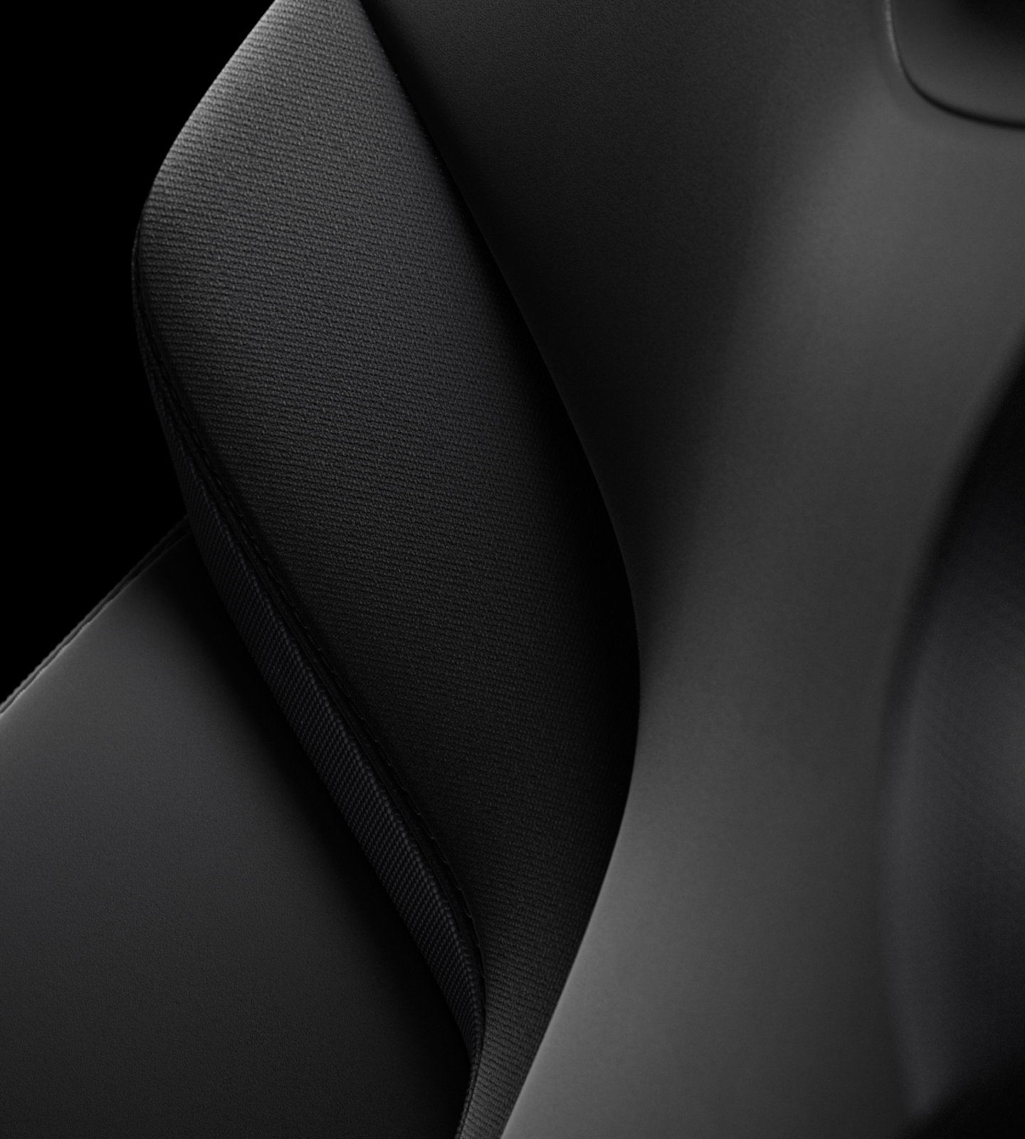 Close-up of Polestar 3’’s seat with Charcoal bio-attributed MicroTech.