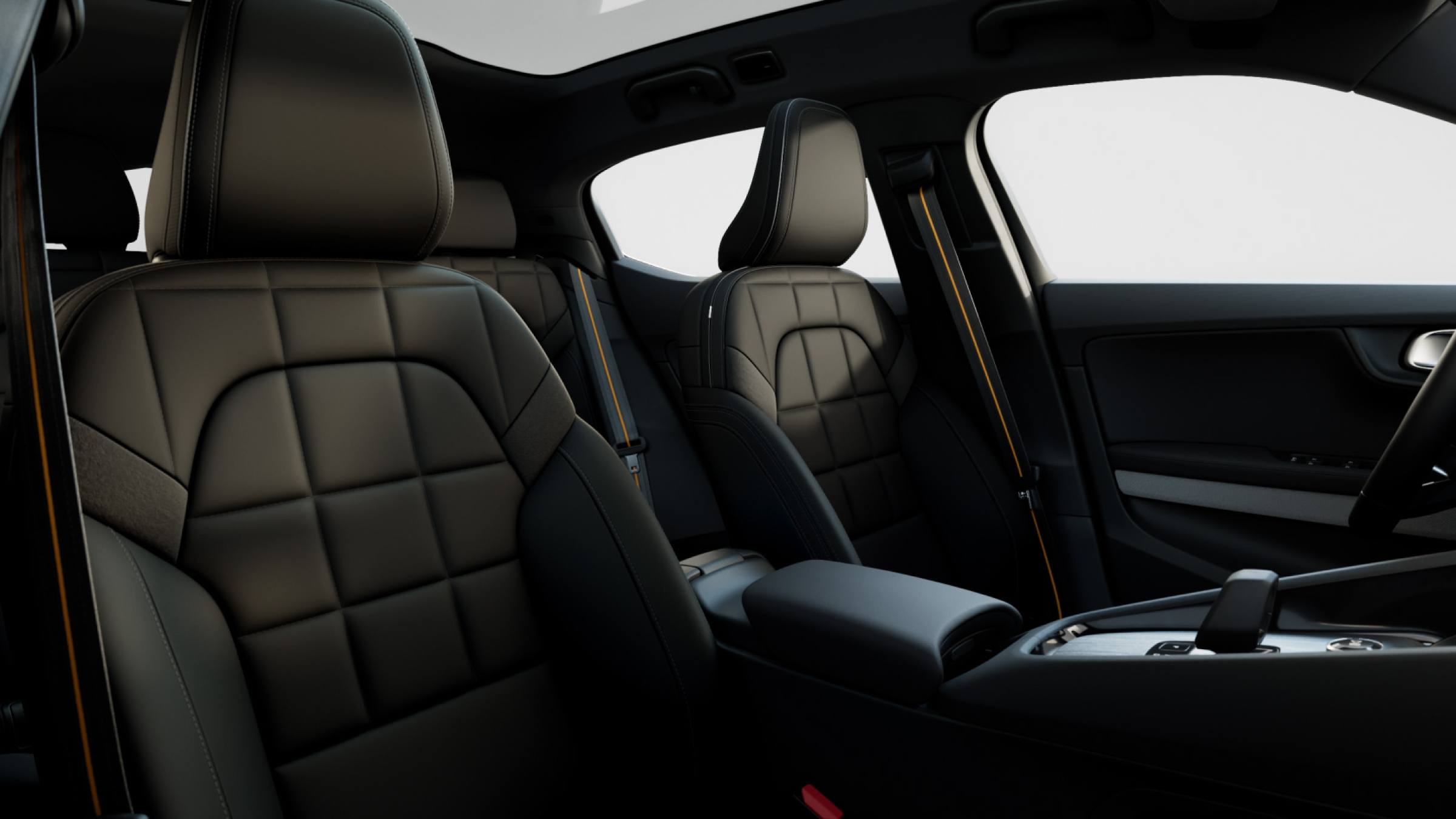 Polestar 2 seats with Bio-attributed MicroTech in Charcoal with Black Ash deco.