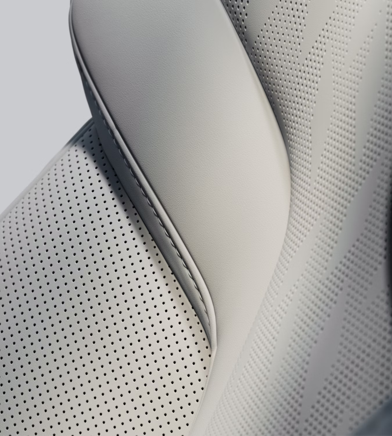 Close up of the white ventilated upholstery for Polestar 3.