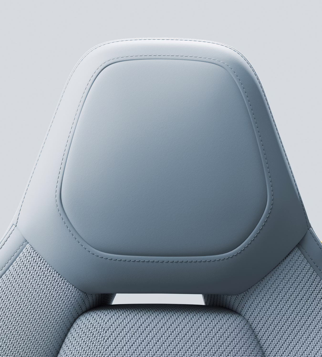 Polestar 4 coupé upper front seat with Tailored knit in Mist colour.