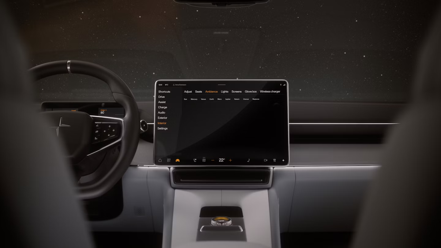 Polestar 4 coupé’s solar system inspired illumination with the colours of various planets