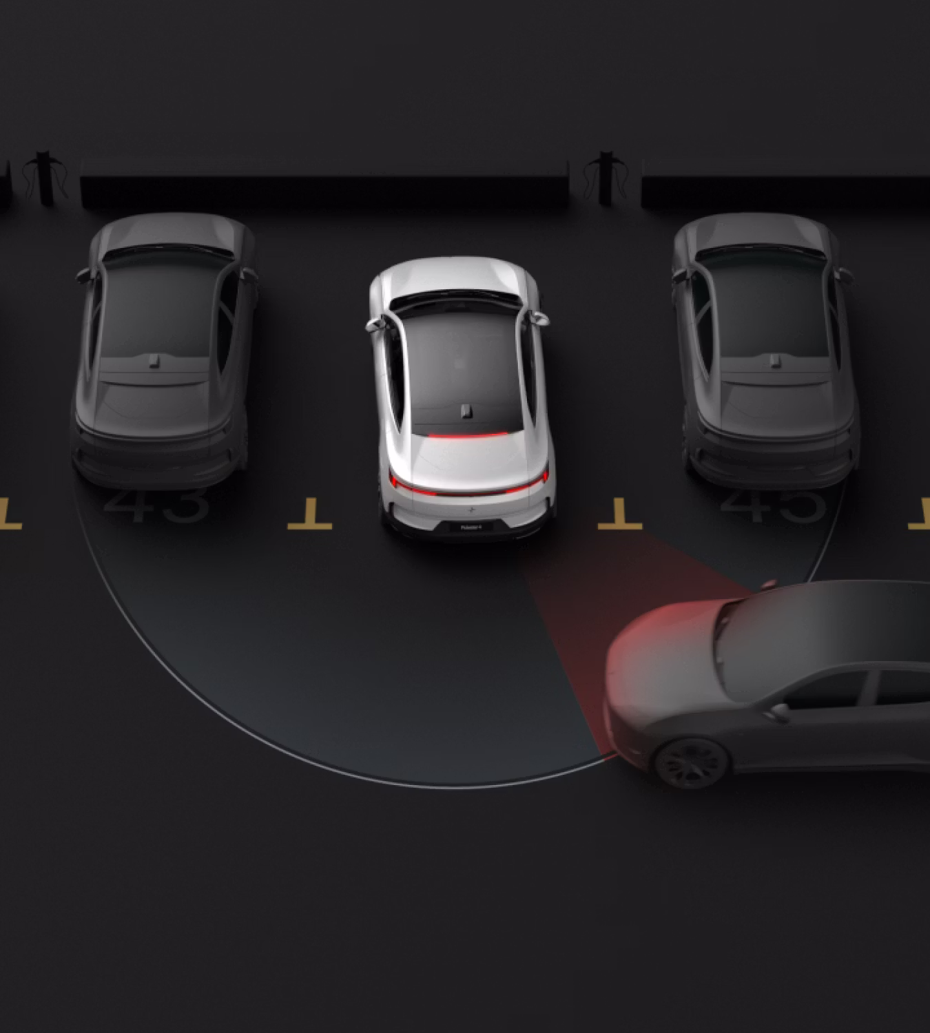Polestar 4 coupé stops using cross traffic alert with brake support