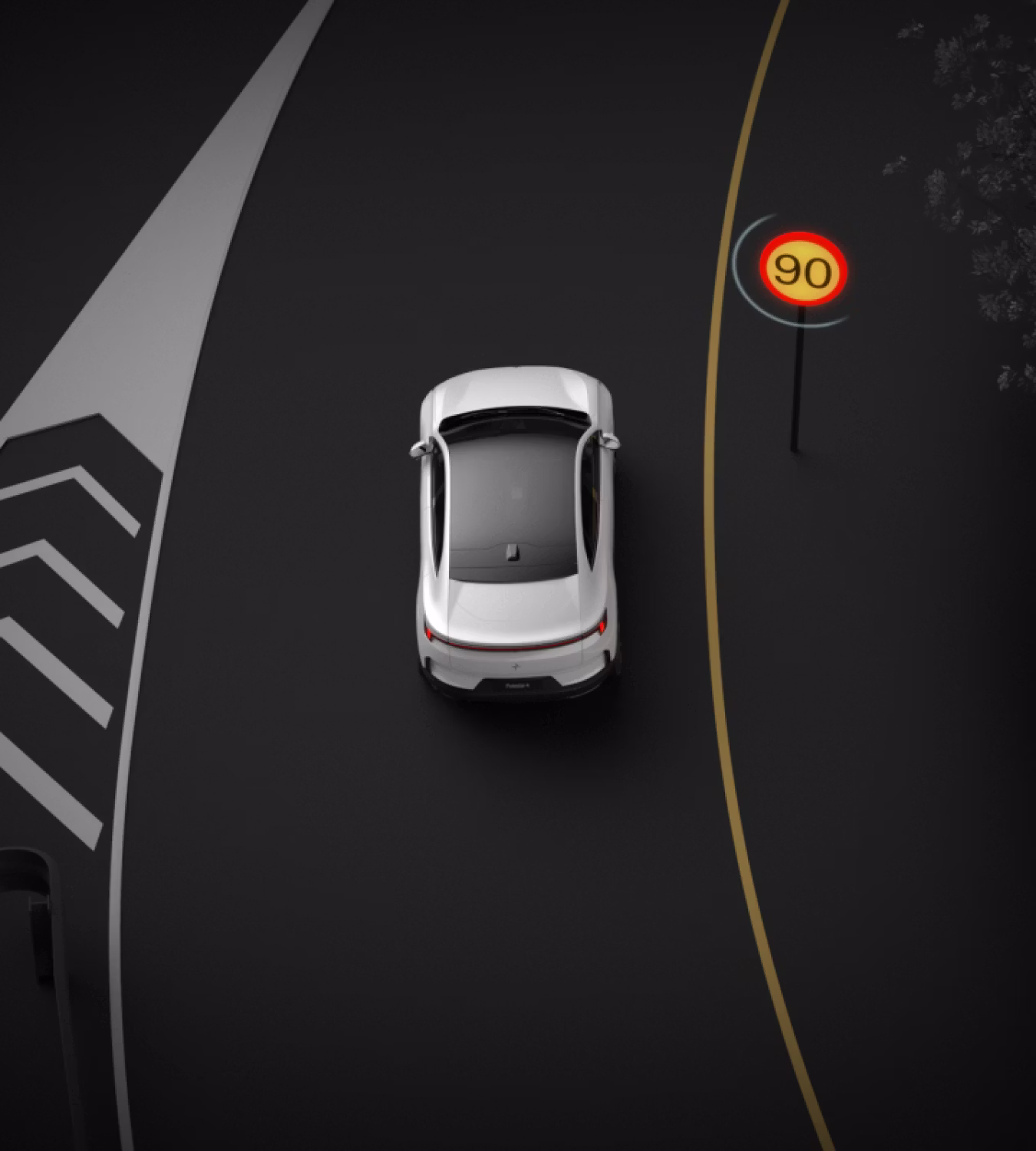 Intelligent Speed Assist displays the speed limit in Polestar 4 coupé