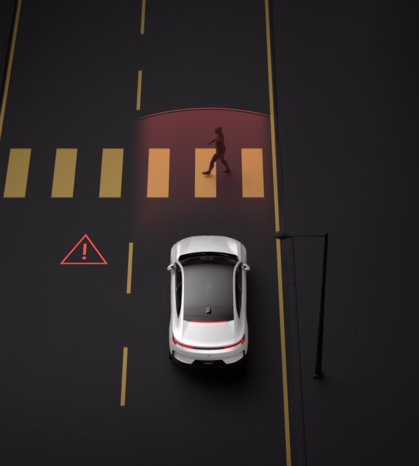 Polestar 4 coupé’s front and rear collision avoidance in action