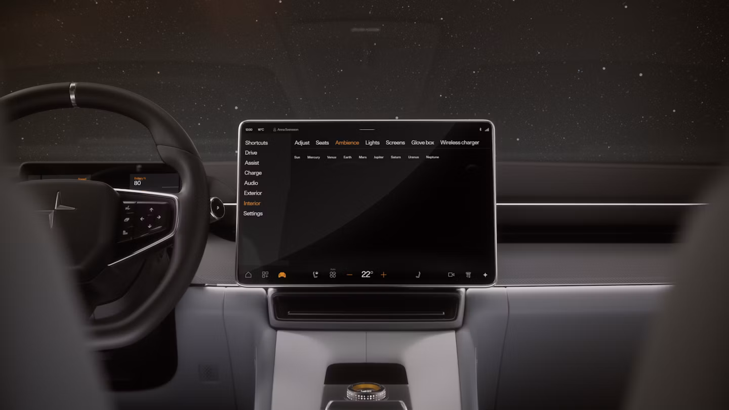 Polestar 4 SUV's solar-system inspired illumination in colours matching different planets.