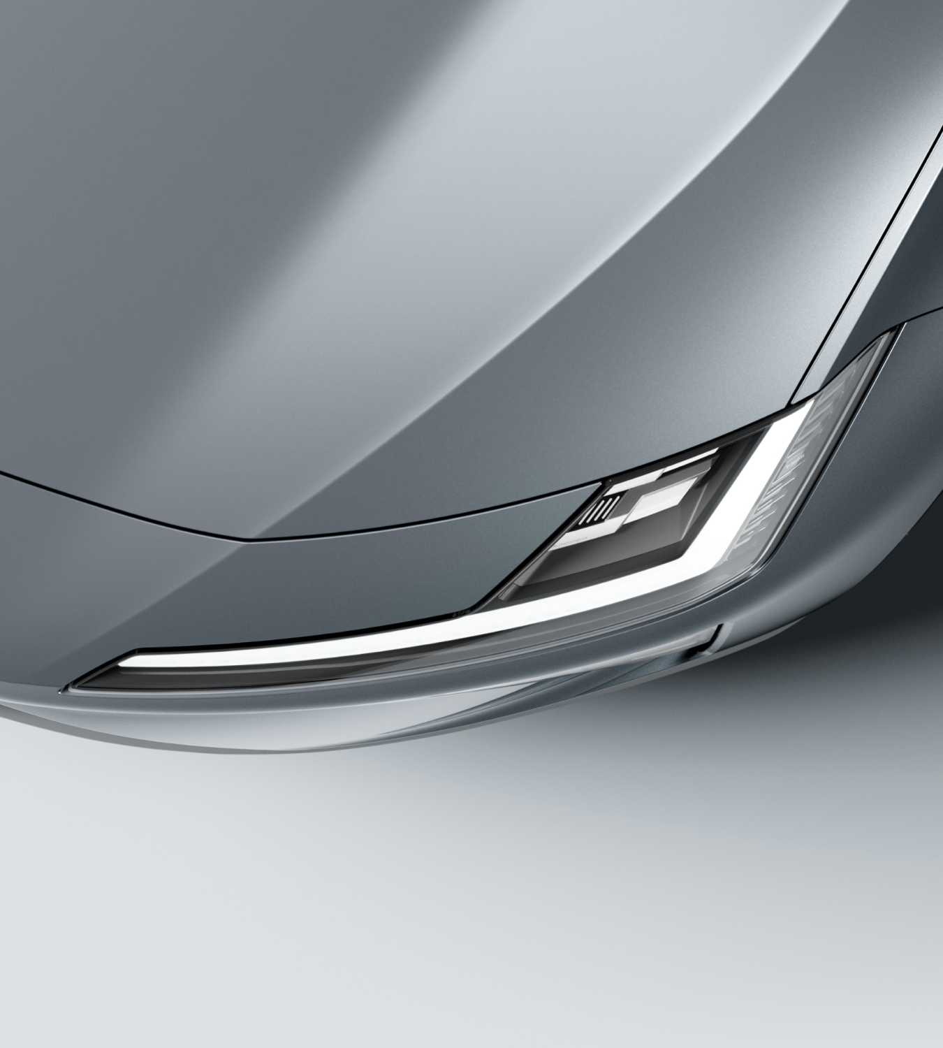 A top down view of Polestar 4 SUV’s left-hand headlamp.