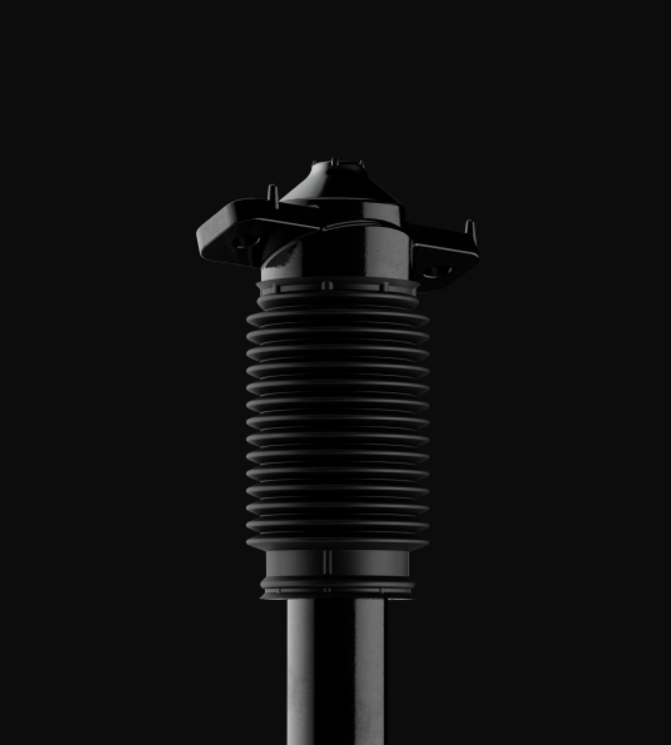 Polestar 4 SUV’s high-capacity passive dampers in a black background.
