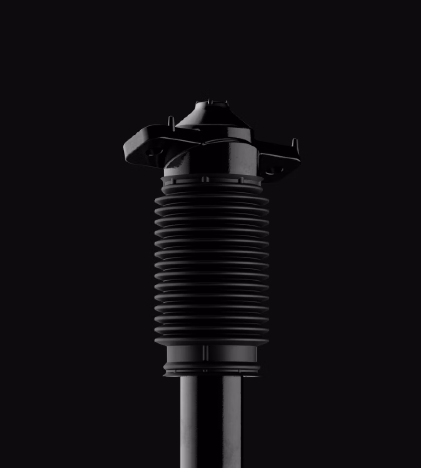 Polestar 4 SUV’s high-capacity passive dampers in a black background.