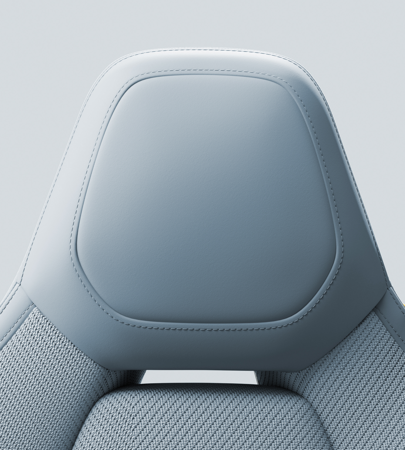 Polestar 4 SUV upper front seat with Tailored knit upholstery in Zinc colour.