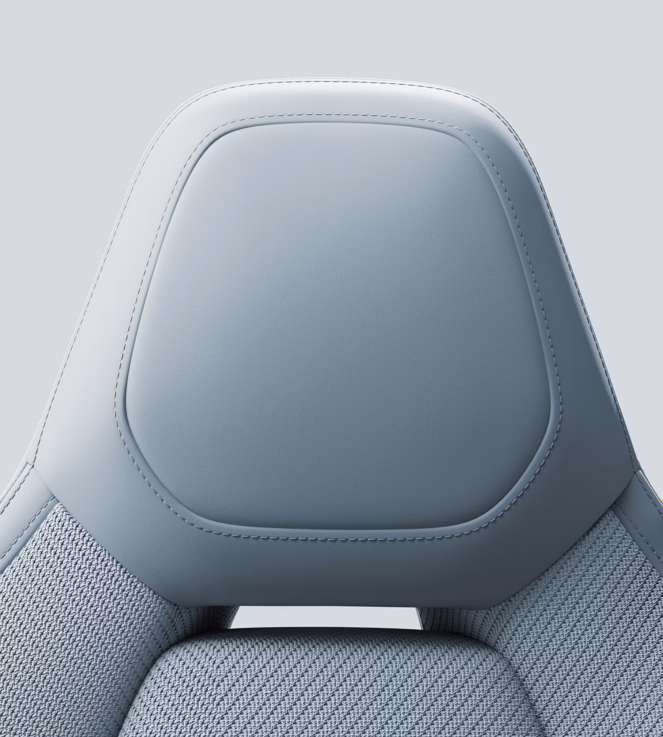 Polestar 4 SUV upper front seat with Tailored knit upholstery in Zinc colour.