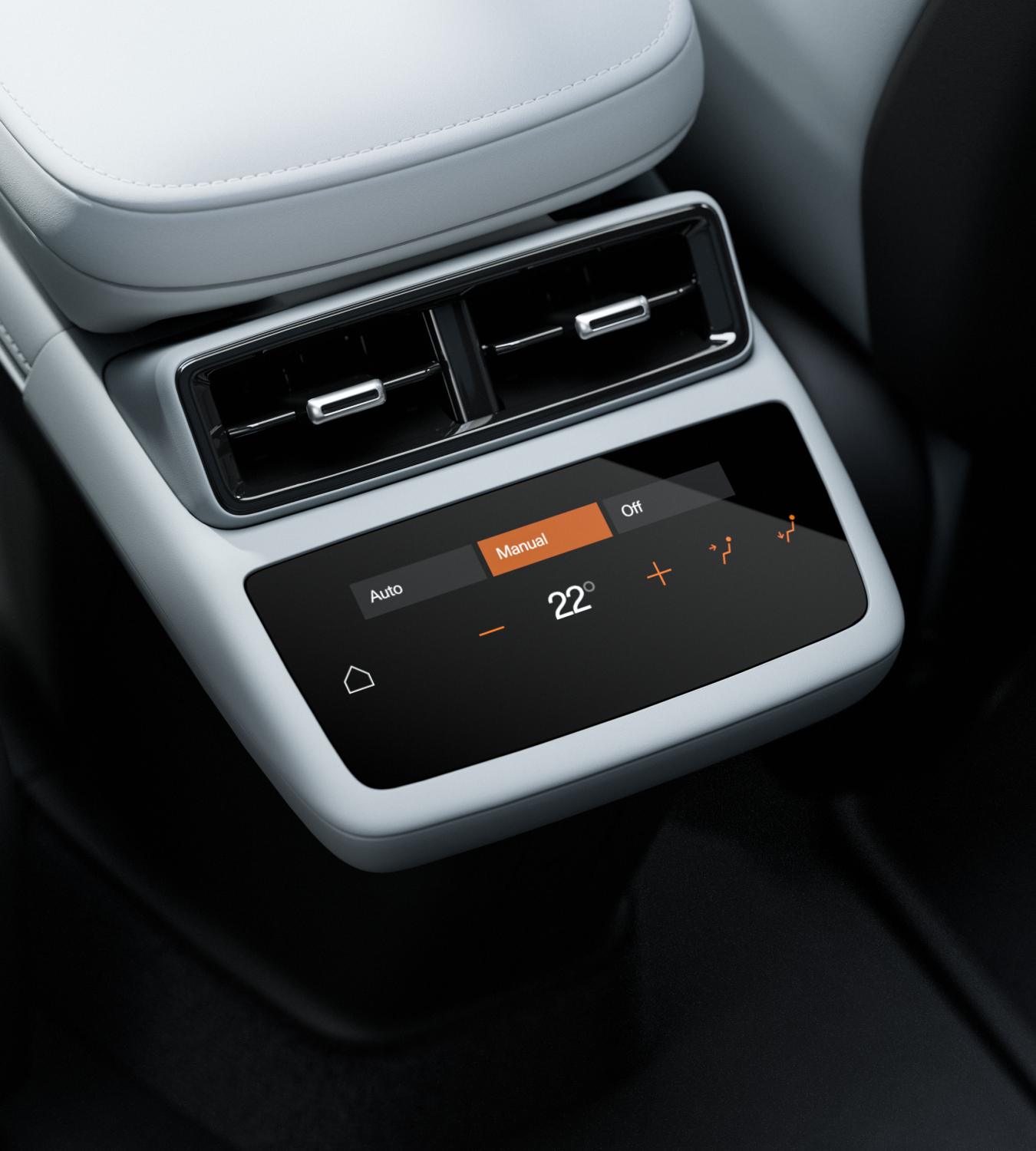 Polestar 4 SUV’s rear 5.7-inch rear screen for climate and entertainment settings.