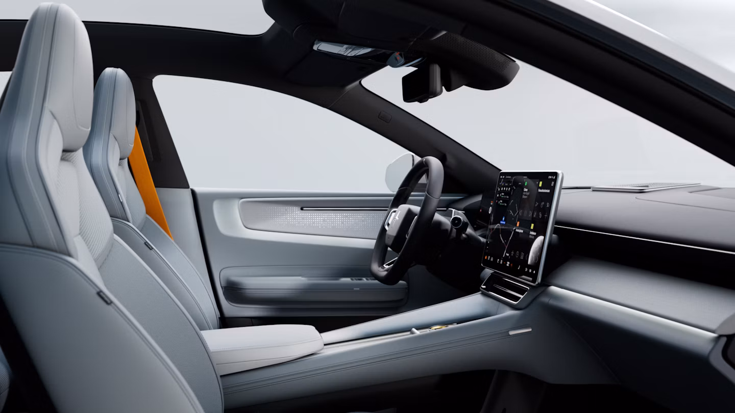 Polestar 4 SUV’s Zinc star knit illuminated deco with Mist tailored knit