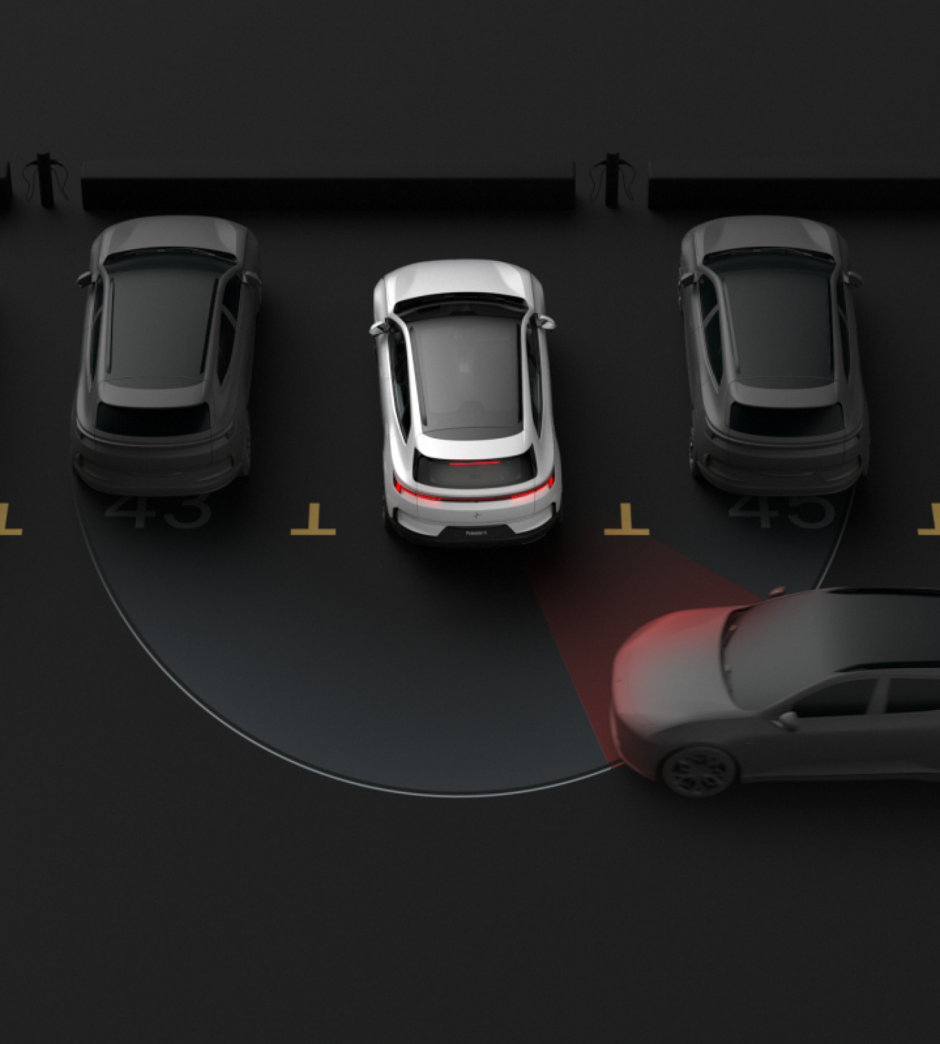 Polestar 4 SUV stopped from reversing after sensing a car passing its blind spot.