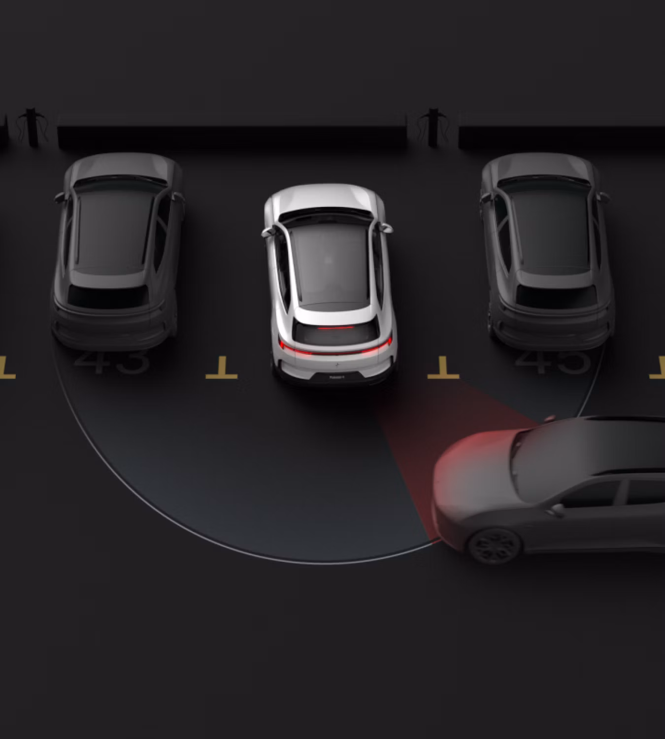 Polestar 4 SUV stopped from reversing after sensing a car passing its blind spot.