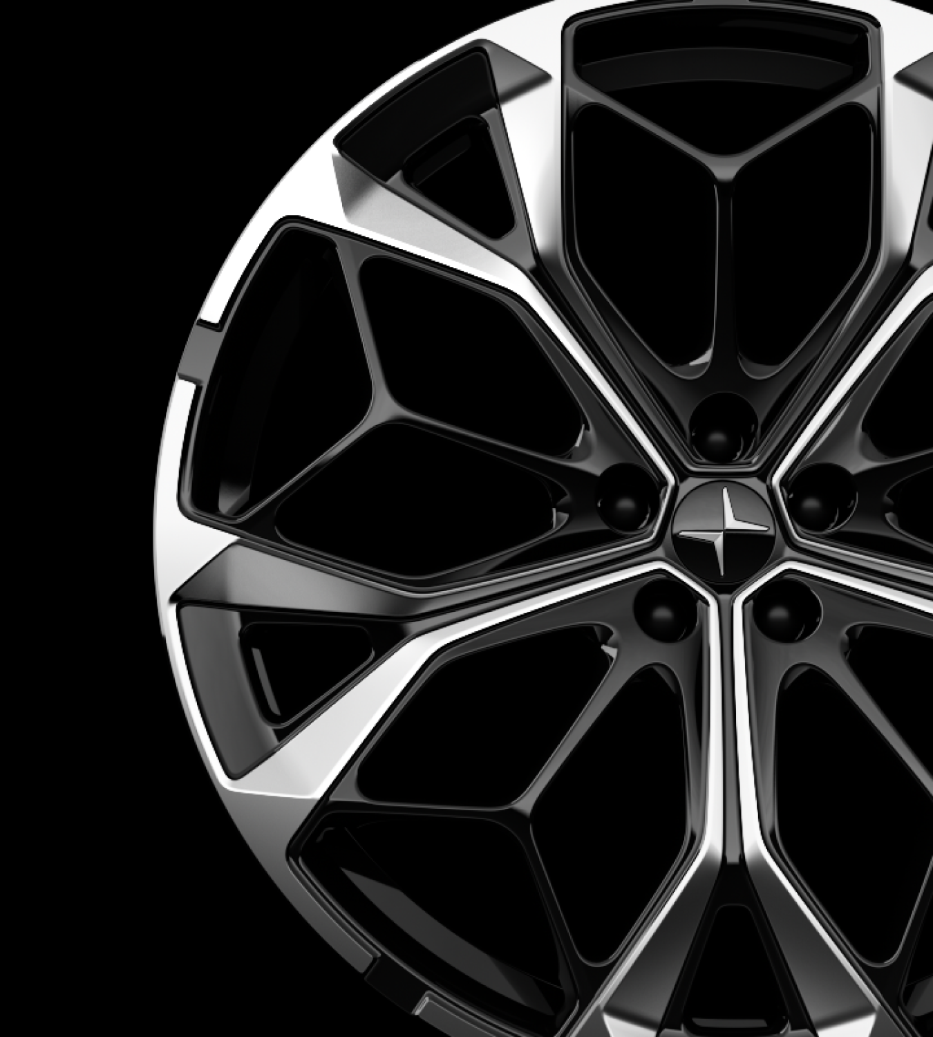 A close-up view of Polestar 4 SUV’s 22-inch Performance wheel.