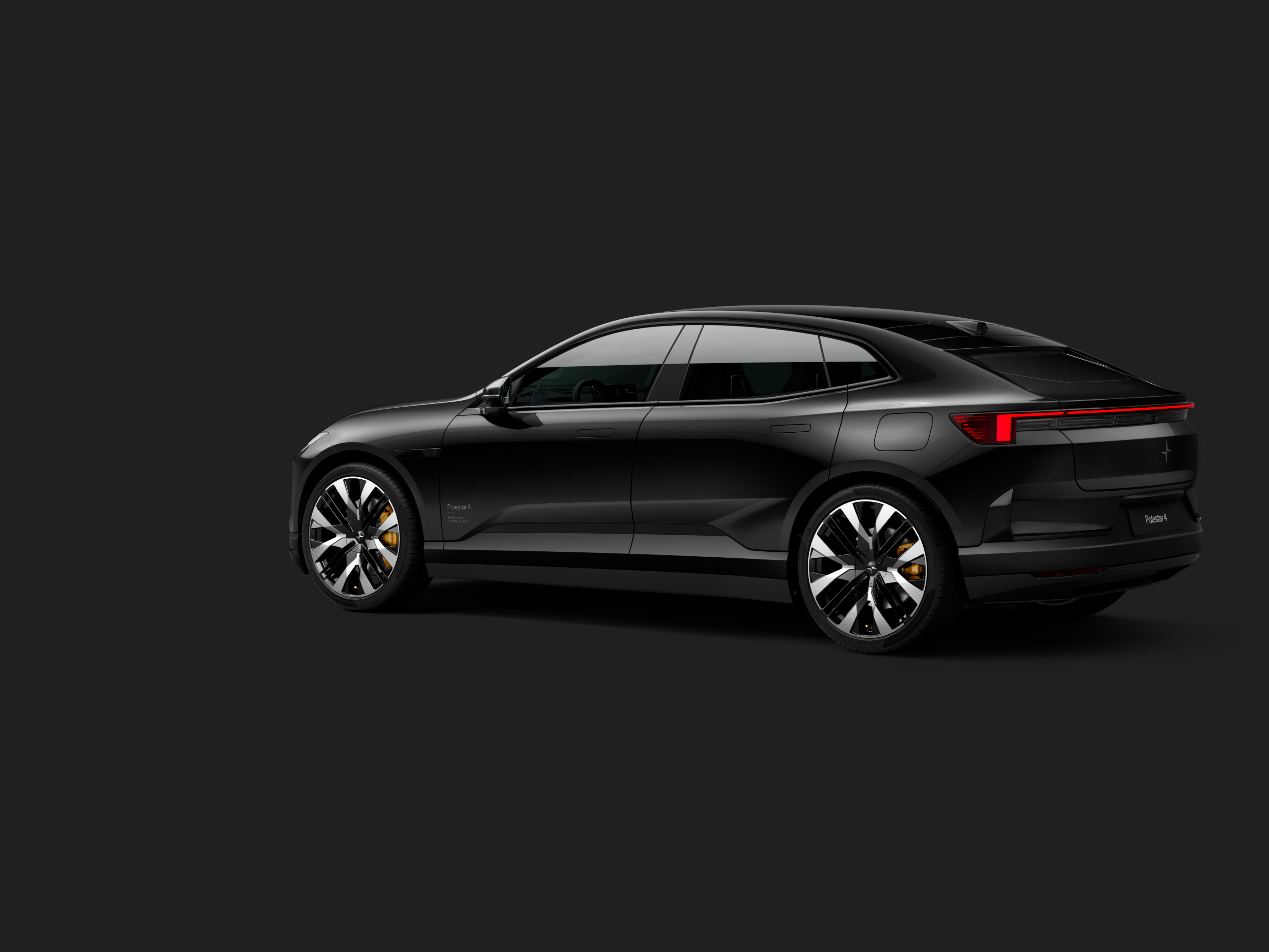 Polestar 4 coupé in rear three-quarter view