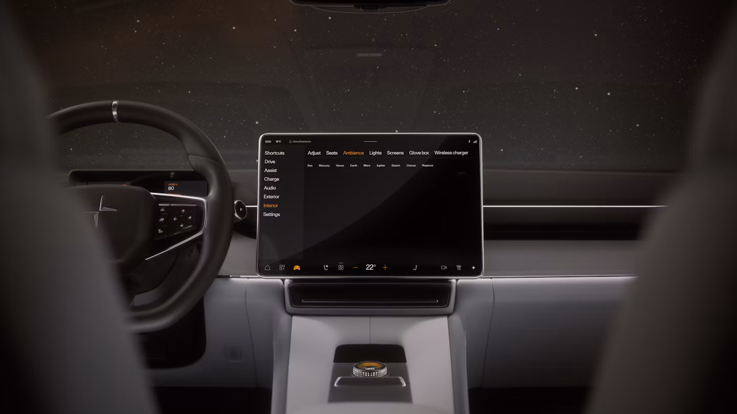 Polestar 4 coupé’s solar system inspired illumination with the colours of various planets